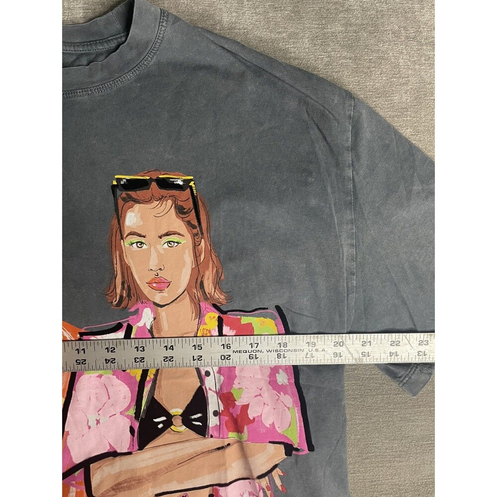 Zara T-Shirt grey with Girls Print Size L - Picture 6 of 6